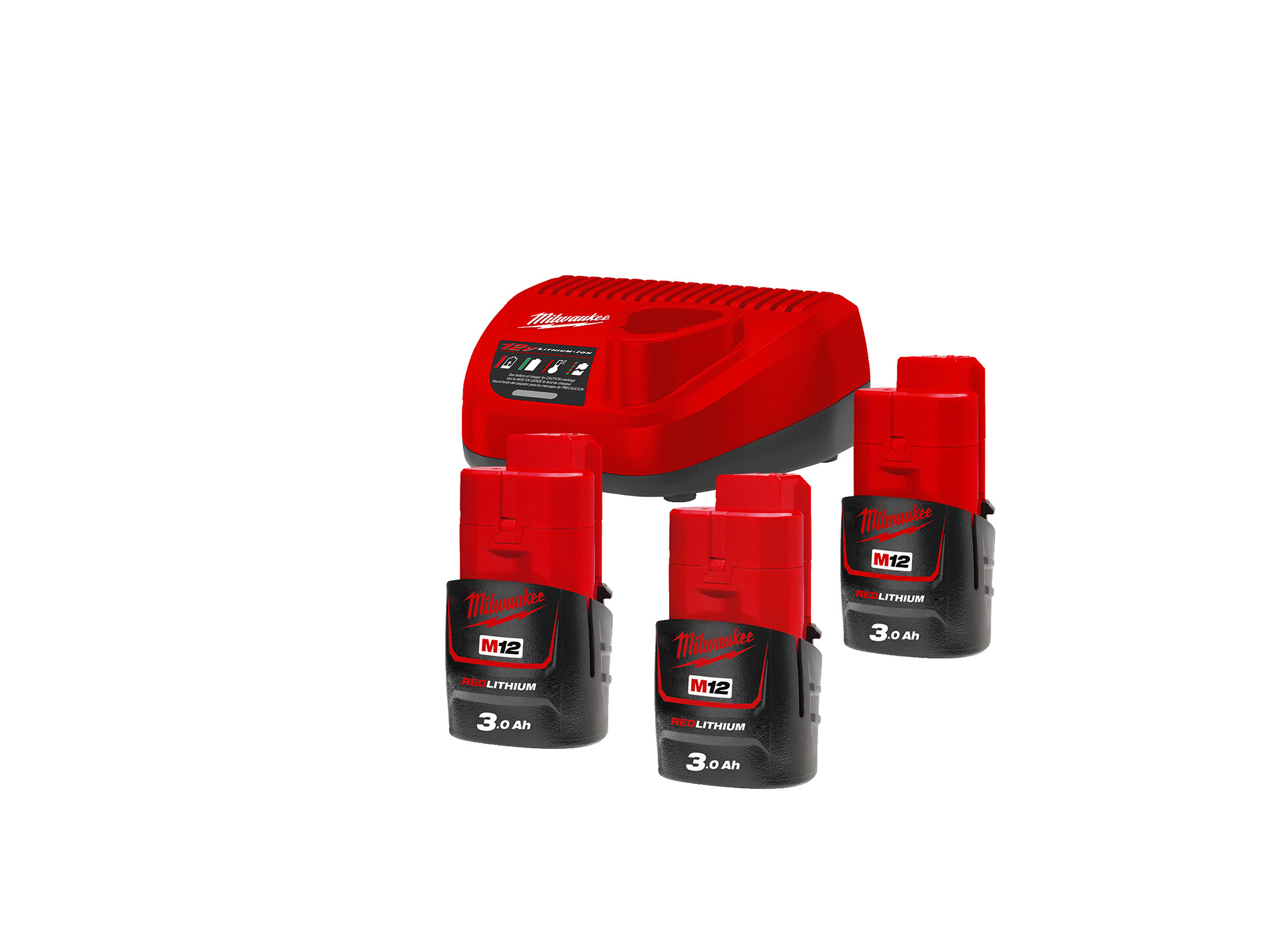 Pack 3 batteries MILWAUKEE NRG M12 B3 12v 3ah + chargeur C12C